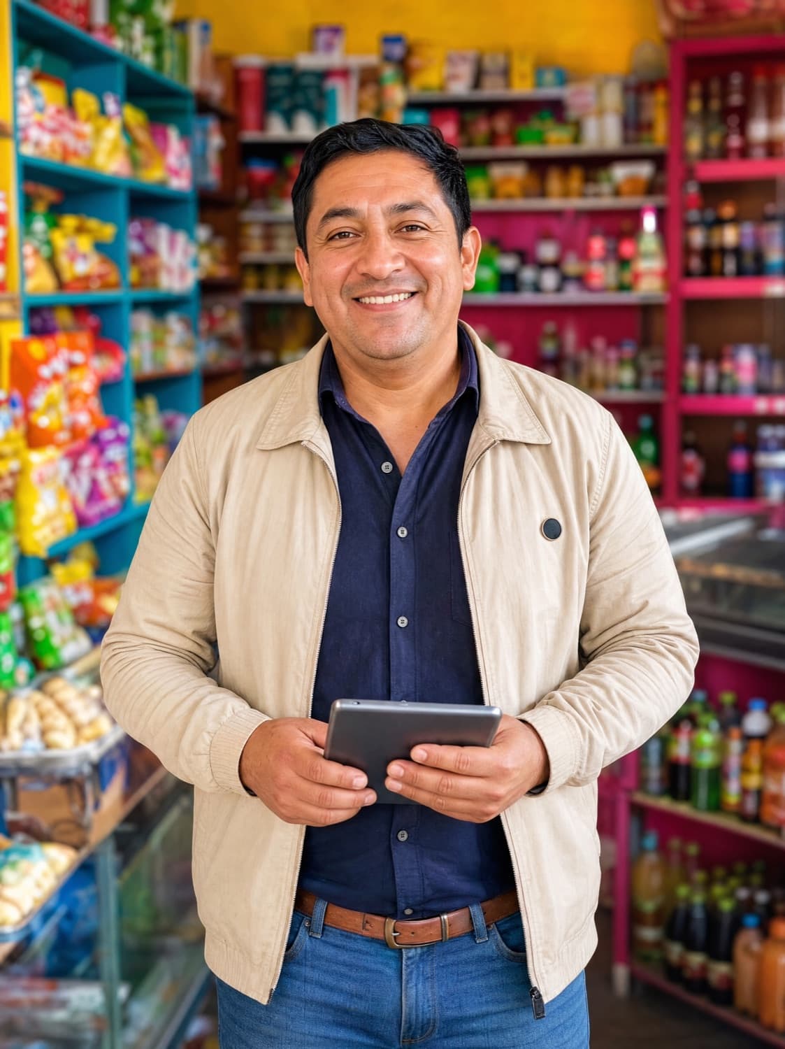 Dueño o dueña de empresa peruano feliz en su negocio