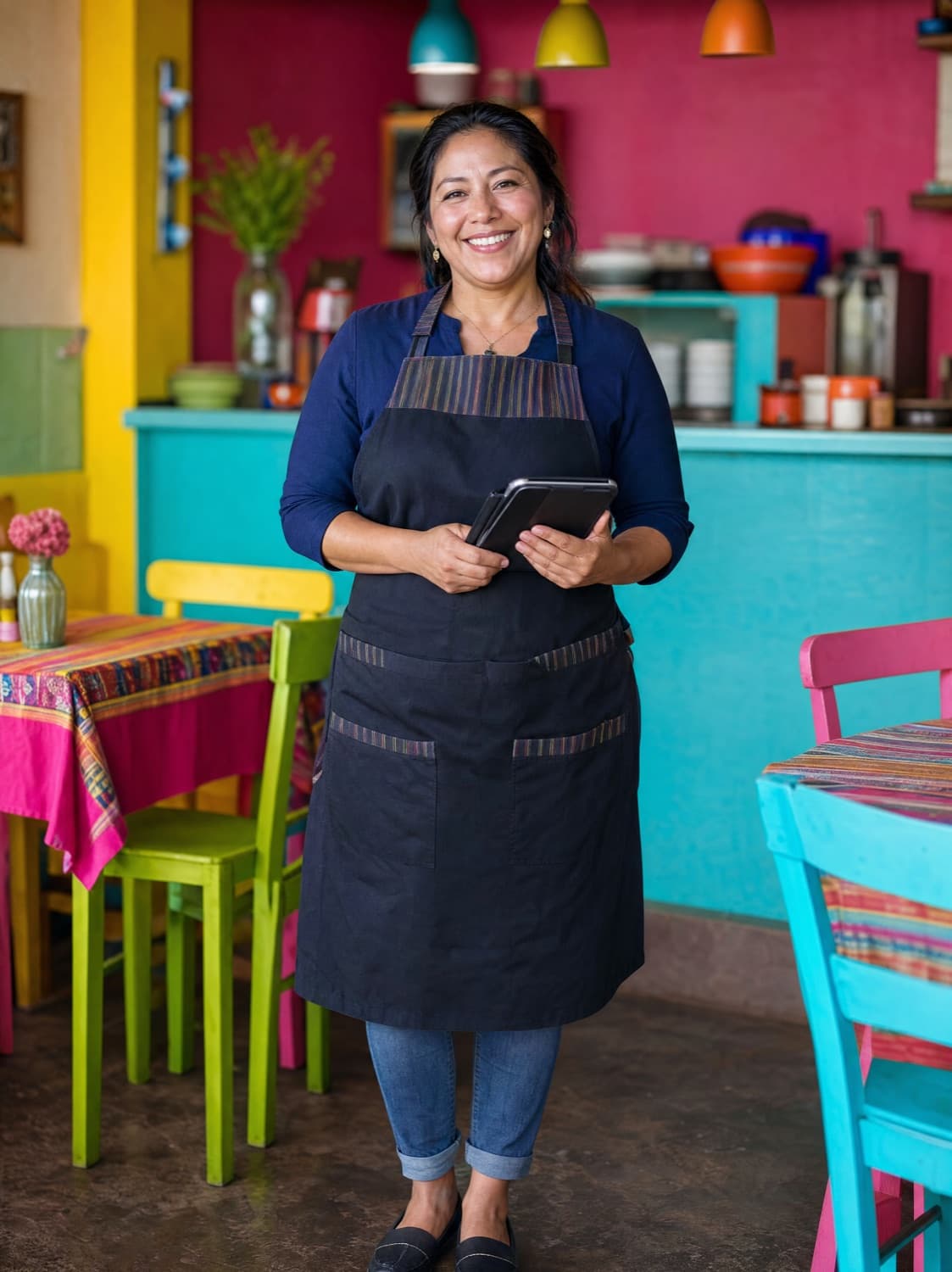 Dueño o dueña de empresa peruano feliz en su negocio